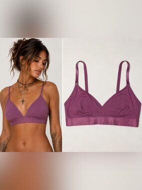 ThirdLove Wireless Microfiber Bralette L Mauve Comfort Bra Soft Stretch Everyday